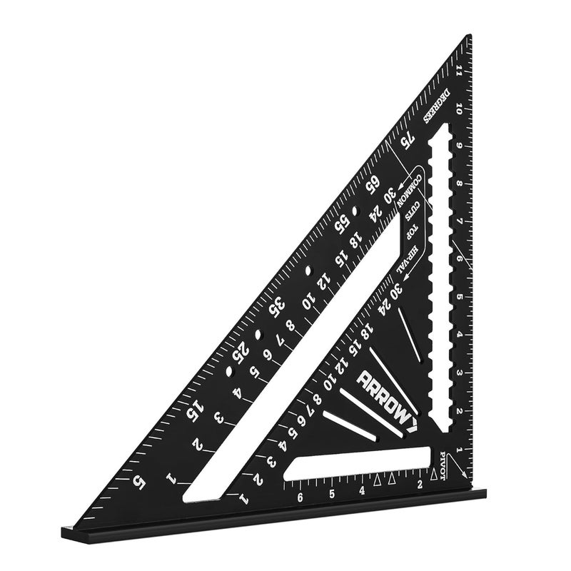 Arrow Fastener Arrow Aluminum Alloy Carpenter Square, 12-Inch Rafter Square Layout Tool, Woodworking Triangle Ruler for Carpentry and Craftsmen - Image 1